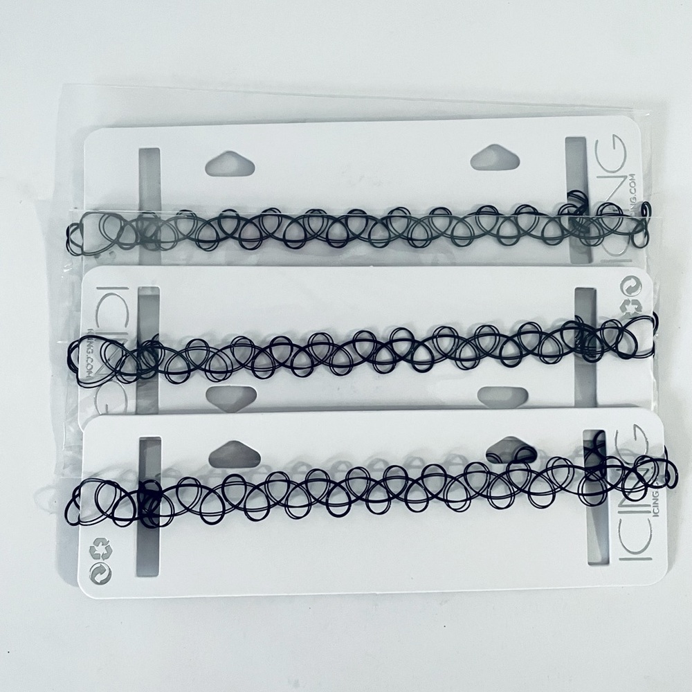 3 Pack of Icing Black Tattoo Chokers